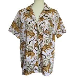 Print Fresh Short Sleeve PJ Top in Bagheera Print - Large
